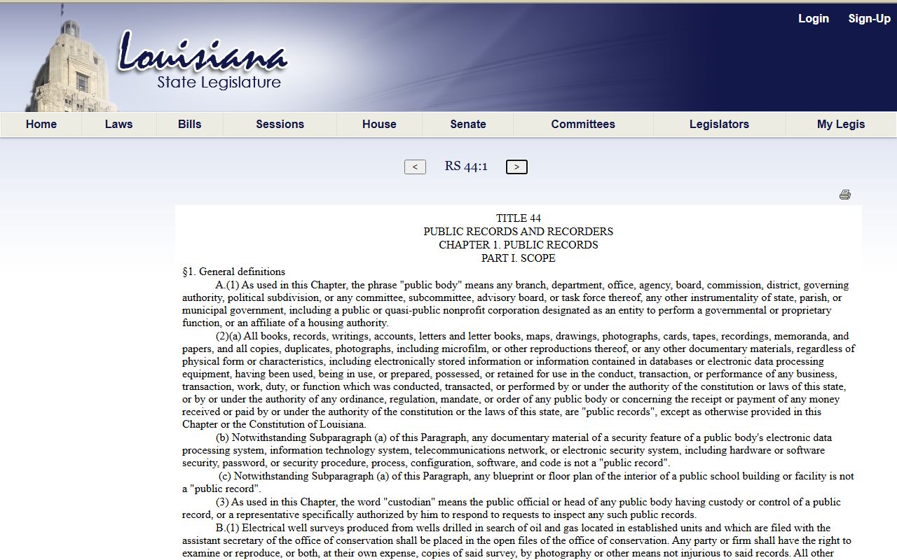 DeSoto Parish County court records Louisiana public record definitions
