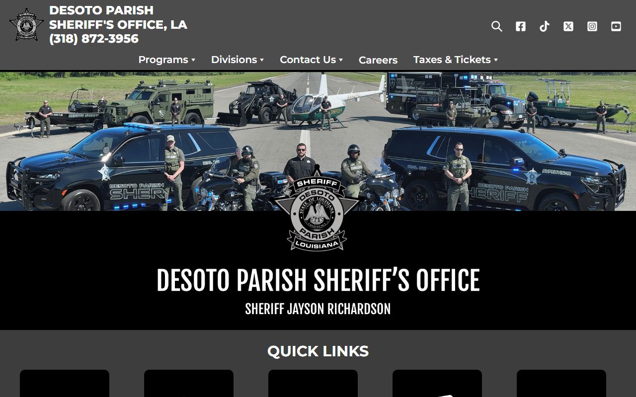 DeSoto Parish Sheriff jail and public safety records page