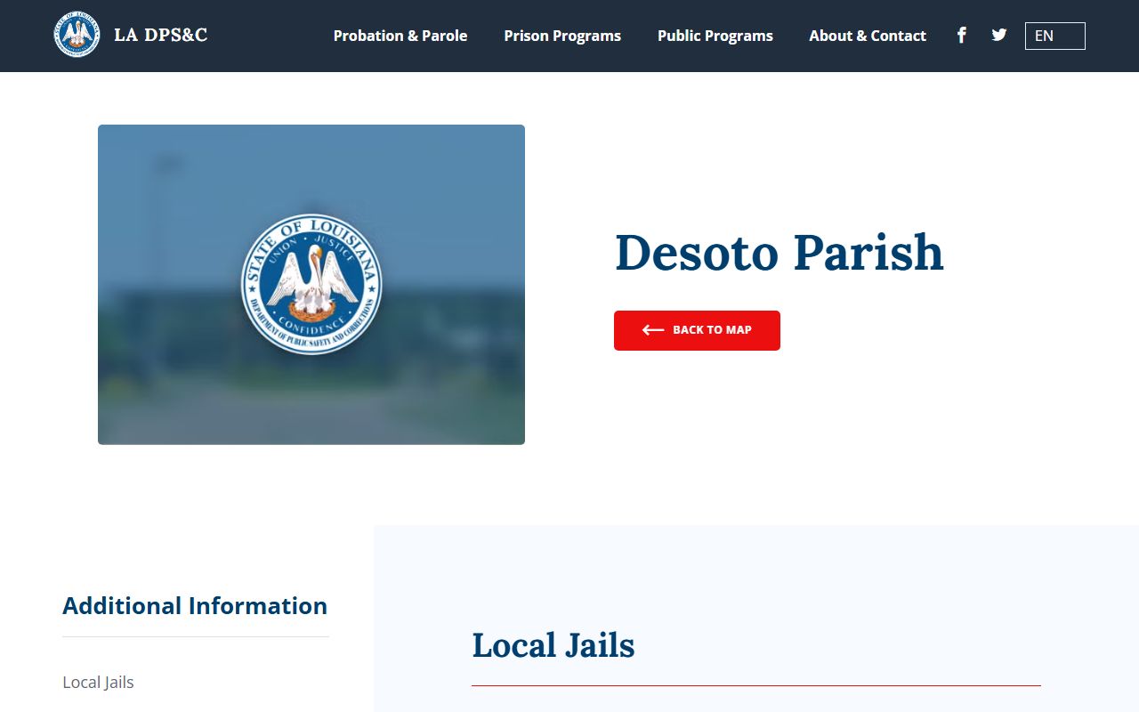 DeSoto Parish County inmate records Louisiana DOC jail listing source